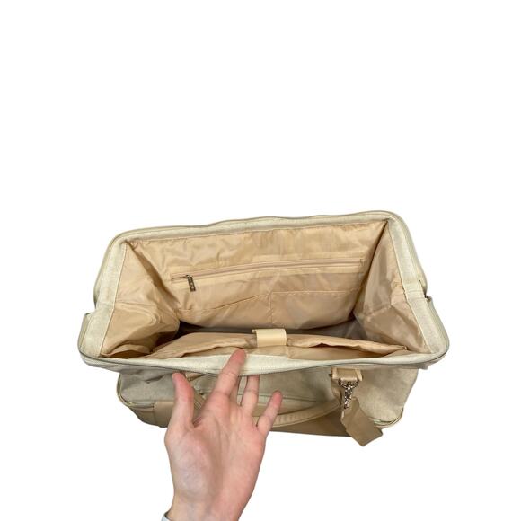 BEIS The Convertible Mini Weekender Duffel Travel Bag Shoulder Strap Beige - Picture 9 of 13